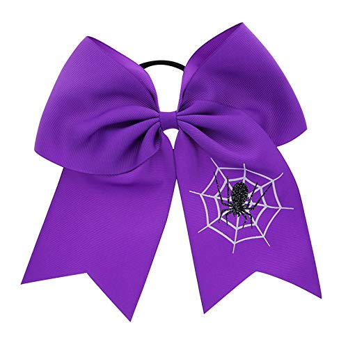 7 Inch Halloween Bow Hair Accessories Halloween Cheer Bows, Halloween Elastic Hair Ties Bowknot Rubber Bands, Pumpkin Witch Spider Skull Ponytail Holder Halloween Hair Ribbons Biws, 4 Pieces #TOP6
