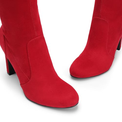 DREAM PAIRS DREAM PAIRS Over The Knee Boots for Women Knee High Boots Thigh High Boots for Women,Size 8,Red-Suede,SDOB2403W