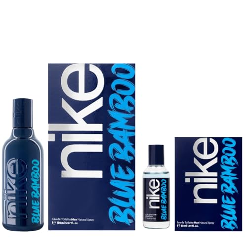 NIKE - Blue Bamboo Promoción 150 ml + 30 ml, Colonia Hombre, Pack 2 Productos, Perfume Formato Spray, Eau de Toilette Natural y Masculina, Aroma Aromático Marino Amaderado, Fragancia Fresca