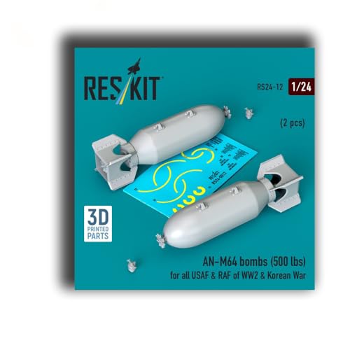 RS24-0012 1/24 Dummy 3D Printed/Resin AN-M64 (500 lbs) for All USAF & RAF of WW2 & Korean War (2 pcs) (3D Printed) R-eskit