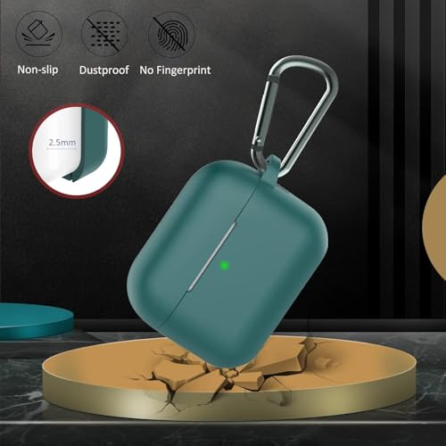 Image of EDNITA Airpods Pro 2 Case with Cleaning Pen Compatible with Airpod 2 Pro & Airpods Pro, Earphone Case Cover Keychain | Shock Ressitant Full Protection LED Visible (Pine Green)