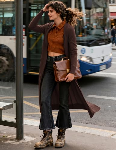 Image of GRACE KARIN Essential Solid Open Front Maxi Long Knitted Cardigan Sweater for Women