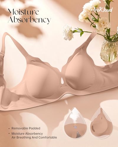 Image of ProKloud Bras for Women No Underwire Wireless Jelly Bras Full Coverage Seamless Push Up Bralettes Support Tshirt Bra