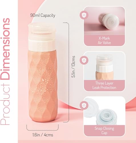 Image of 4Pcs Travel Bottle Set for Toiletries, Leak-Proof Travel Bottles, Travel Containers with Bag, Squeezable Travel Accessories for Lotion, Shampoo, Conditioner, Skincare (100ml 4 Toiletries Bottle)