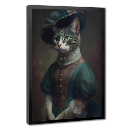 Portrait de chat vintage sur toile : tableau mural premium 50,8 x 76,2 cm