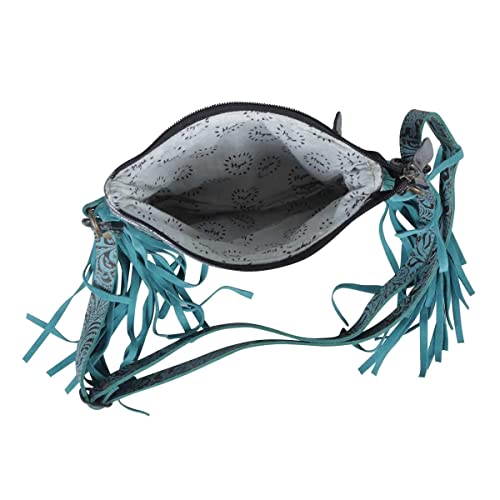 MB Genuine Leather Animal Print Silver Teal Turquoise Crossbody Bag with Fringe Women Stylish Ladies Fashion Designer4