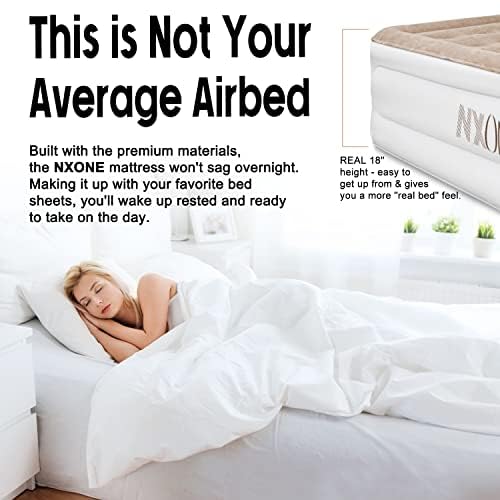 NXONE Air Mattress,Inflatable Single Airbed Luxury Double High Self Inflation Deflation Twin Air Mattress with Electric Built-in Pump, Blow Up Guest Bed for Home Portable Camping Travel,550lb