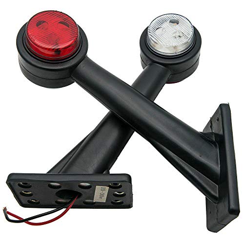 Luci di segnalazione laterali, 2PCS 8LED luci laterali per auto impermeabili bianco rosso gomito lampada compatibile con camion rimorchio 24V