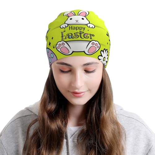 Easter Beanie Chemo Hats for Women Men Easter Bunny Slouchy Cancer Headwear Stretchy Skull Cap Soft Knitted Hat Nightcap Chemo Gifts — view 4