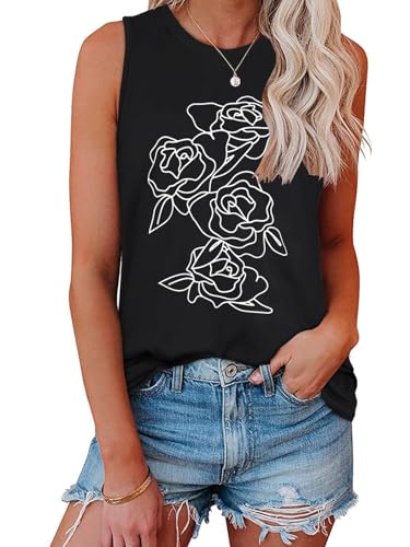 Image of Womens Tank Tops Summer Casual Sleeveless Top Loose Fit Basic Tunic Shirts