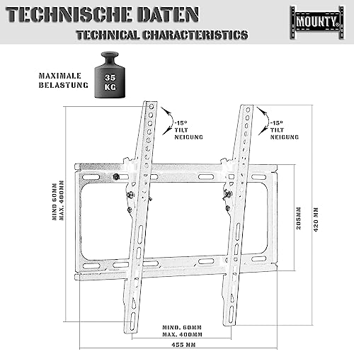 MOUNTY Supporto da Parete per TV - Inclinabile