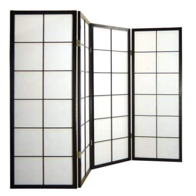 Fine Asianliving Biombo Japonés Shoji 180xA130cm 4 Paneles Papel de Arroz Negro biombo Separador Divisor Habitación Biombos de Dormitorio Diseño Espacios