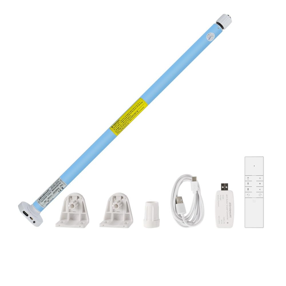 Electric Motorized Rechargeable Motor with WiFi Dongle for 17 25 28mm Tube, Tuya Roller Shade Blinds, Works with Alexa Google Home (Motor with 1 Channel Remote)