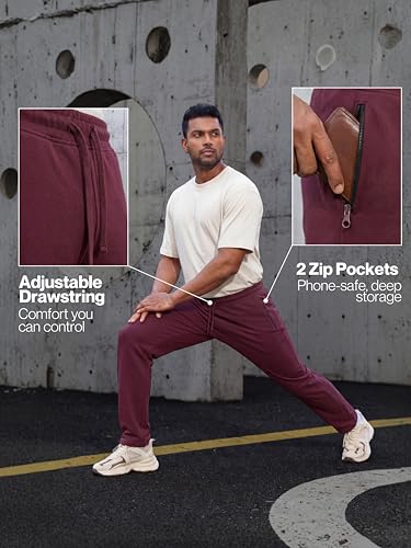 Image of Fflirtygo Mens Straight Fit Track Pants with Zip Pockets | Cotton Joggers Gym | Lower for Men | Sweatpants Sizes Upto 6XL