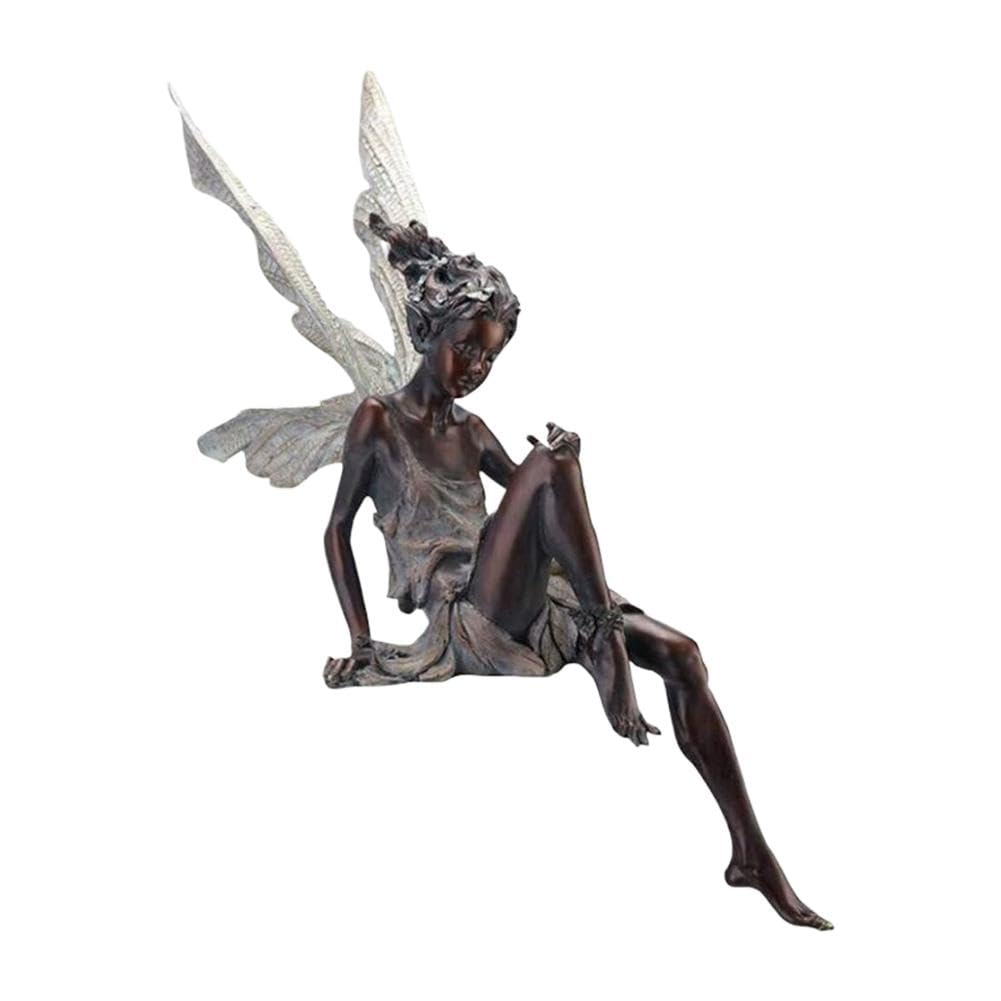 YUYQAQ Bronze Fairy Garden Statue, Angel Yard Statue, Outdoor Decor