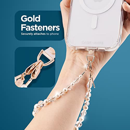 Case-Mate Phone Strap With Beaded Crystals & Pearls - Detachable Phone Lanyard - Wrist Strap - Adjustable Phone Charm Grip For Women - Iphone 14 Pro Max / 13 Pro Max / 12 Pro Max / 11 - Crystal Pearl #TOP2