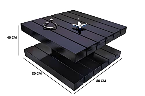 Image of Douceur Furnitures Solid Sheesham Wood Coffee Table with Storage for Living Room, Bedroom, Office & Cafe | Wooden Centre Table | Tea Table | Rich Walnut Finish | Fully Assembled