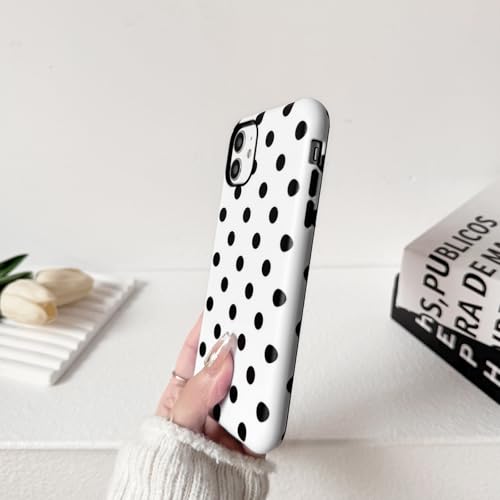 NITITOP Compatible with iPhone 12/12 Pro Case Cute Polka Dots Pattern for Women Girls Men Boy Hybrid 2 Layers Matte Back Shockproof Protective Cover - White by NITITOP - Used condition - Image 6