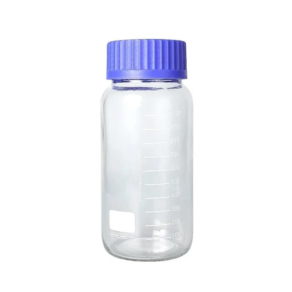 GL80 GL70 Botella de reactivo de tapa azul de boca grande transparente Botella de muestra de vidrio Botella ancha con escala(GL70 250ML PTFE)