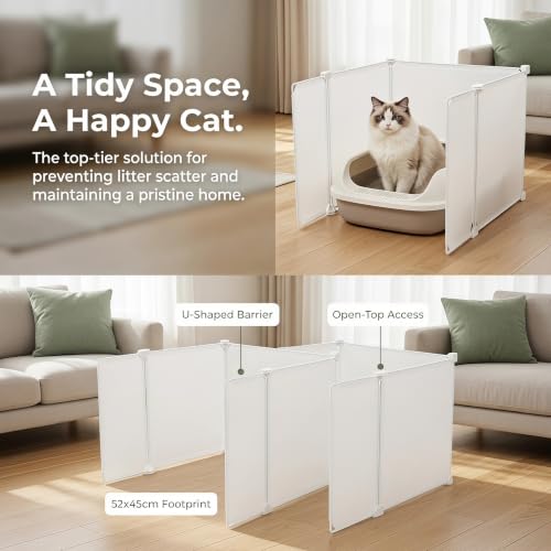 Protector antisalpicaduras para arenero de plástico y cercado abierto para gatitos pequeños 4
