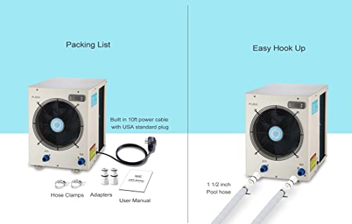 Poolcomft-Pool Heater For Above Ground Pools, Pool Heat Pump Plc50,14000Btu/Hr, For Pools Up To 4000Gallons,120V/60Hz #TOP3