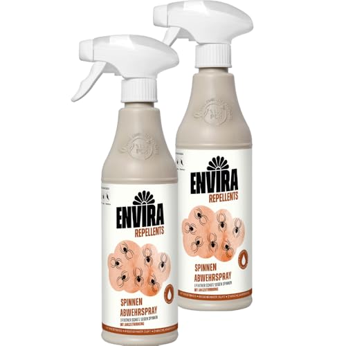 Envira Spinnen Abwehrspray 2 x 500 ml - Spray mit Langzeitwirkung gegen Spinnen, Winkelspinnen, Kreuzspinnen, Weberknecht - Mittel gegen Spinnen in der Wohnung - Effektive Spinnenabwehr (PT19) Envira Spinnen Abwehrspray 2 x 500 ml - Spray mit Langzeitwirkung gegen Spinnen, Winkelspinnen, Kreuzspinnen, Weberknecht - Mittel gegen Spinnen in der Wohnung - Effektive Spinnenabwehr (PT19)