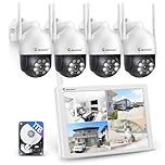 Jennov 5MP PTZ Wireless CCTV Camera System With 10" Monitor, 10CH 5MP NVR, 4 X PTZ Security Cameras With Color Night Vision, 24/7 Recording, Auto Tacking, Human Detection, Two Way Audio, 1TB HDD