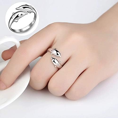 Adjustable Open Ring Zircon Dolphin Ring Finger Diamante CZ Crystal for Women Wedding Engagement Jewelry - Image 2