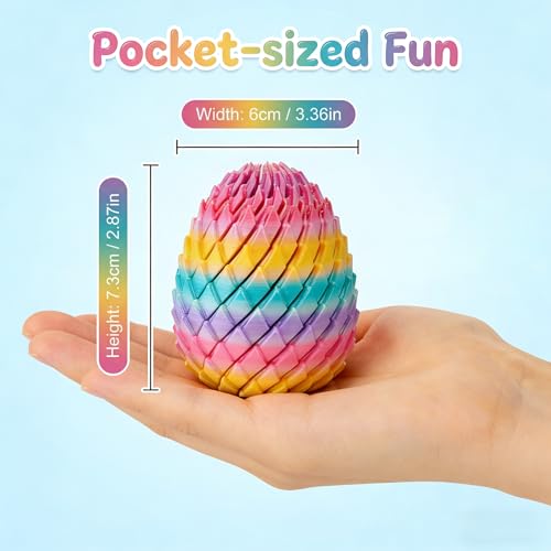 Twisty Fidget Egg Super Smooth 3D Printed Dragon Egg for Stress Relief Gifts,Funny Slippery Egg Fidget Toy,Easter Basket Stuffers for Kids & Adults Desk Decor,Satisfying Twist&Snap Transformable Egg - Image 4