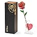 Mikasol Rosa Realistica Placcata in Vero Oro 24K – Fiore con Base a Cuore Puzzle – Regalo Romantico per Lei, Moglie, Fidanzata, Mamma – Compleanno, Anniversario, Festa della Mamma (Rosso) immagine