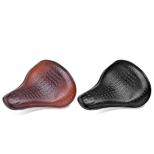 Asiento pasajero trasero individual de cuero de cocodrilo negro para moto Chopper Bobber 2