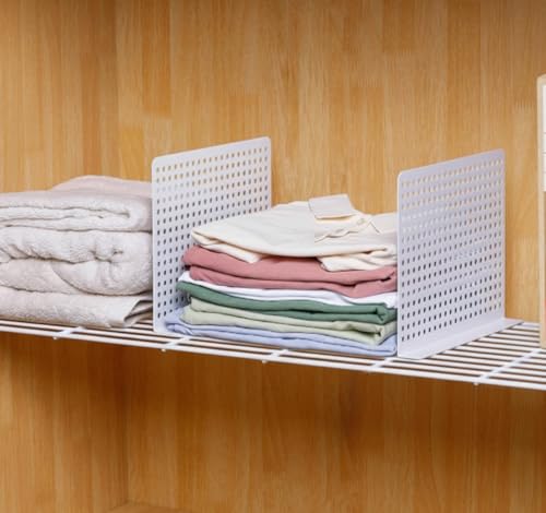Magnetic Metal Wire Shelf Divider Set (2 Pack) Soft Magnet – Magnetic, Durable, Powder-Coated White Dividers for Closet, Cabinet – Metal Shelf Dividers with Stronger Magnets (Version 2)