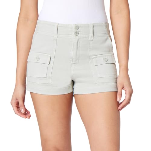 WallFlower Women's Flirty Curvy Twill Cargo Shorts 3" High-Rise Insta Stretch Juniors, Sea Sage, 3