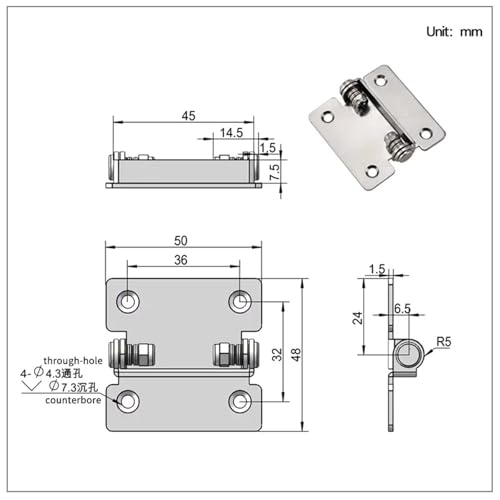 Charnière pliante en acier inoxydable pour aménager un bureau rabattable - 7