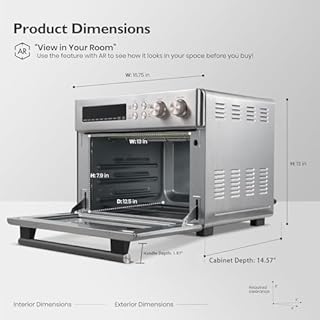 VAL CUCINA Infrared Heating Air Fryer Toaster Oven, Extra Large Countertop Convection Oven 10-in-1 Combo, 6-Slice Toast, Enamel Baking Pan Easy Clean with Recipe Book, Brushed Stainless Steel Finish