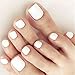 Outyua Solid Square Fake Toenails Matte Press on Toe Nails Short Acrylic False Toes Nails Cute Artificial Beach Full Cover Toenail White for Women 24 Pcs (White)