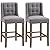 HOMCOM Modern Bar Stools, Tufted Upholstered Barstools, Pub Chairs with Back, Rubber Wood Legs for Kitchen, Dinning Room, Set of 2, Grey