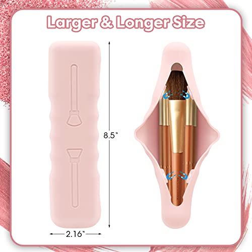 2Pack Makeup Brush Holder Silicone,Travel Makeup Brush Case Bag Organizer Cute Soft Portable Cosmetic Brushes Holders,Waterproof Makeup Brushes Covers For Traveling With Magnetic Closure-Pink,Black #TOP1