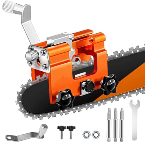 Chainsaw Sharpener Kit, Chainsaw Chain Sharpening Jig, Suitable for All Kinds of Chain Saws and Electric Saws, for Lumberjack, Garden Worker, Orange