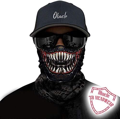 Miniatura 2 de Obacle - Media máscara de calavera, para protección contra el viento, el sol, sin costuras, 3D, para hombres, mujeres, duradera, delgada,