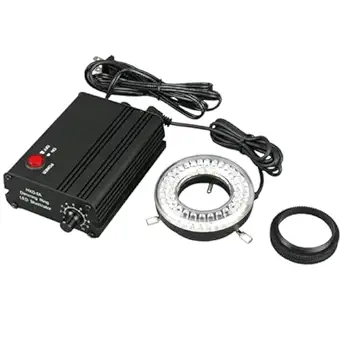 AmScope LED-80MB 80-LED Microscope Ring Light Black with Metal Body and Adapter