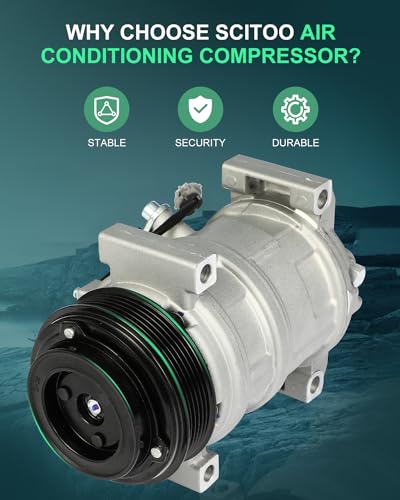 Image of SCITOO AC Compressor fit for Cadillac DeVille 4.6L 2000-2005 | Fast Cooling, Ultra Low Noise (≤72 dB)Air Conditioner Compressor with Clutch, Easy Installation, 10366546 15036041