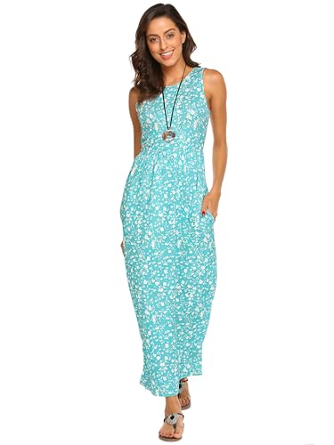 Image of Hount Women's Summer Sleeveless Striped Flowy Casual Long Maxi Dress with Pockets