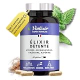 Formule Détente 60 Gélules | Mélisse Ashwagandha Valériane Aubépine | Sérénité Relaxation Sommeil Complément Alimentaire | Aide à améliorer l'Équilibre Émotionnel | Végan 100% Français Vialixir