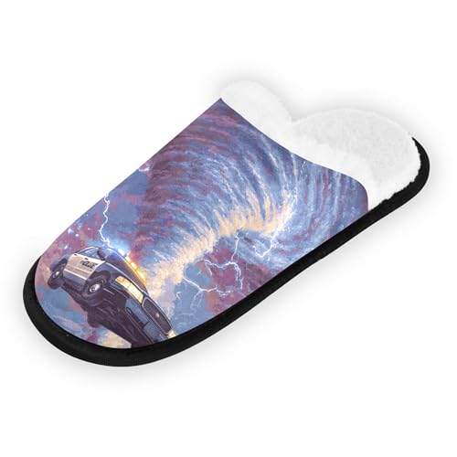 Men Women Winter Cars Police Tornado Family Bedroom House Slipper Non-Slip Warm Resistant Slippers