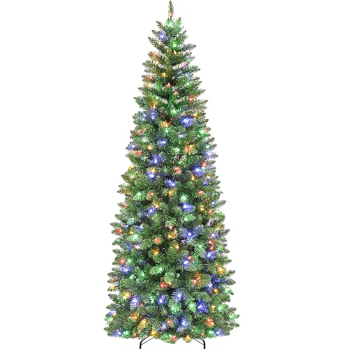 Hykolity 6ft Prelit Pencil Slim Christmas Tree with 200 Color