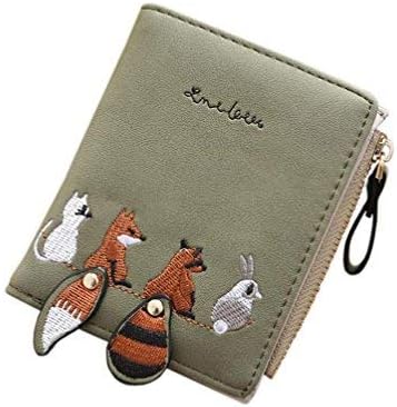 DiyafasLovely Women's Wallet PU Leather Short Zip Coin Purse Small Lady Card Holder Billfold Case