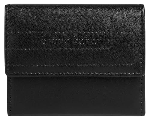 bruno banani Geldbörse Echt Leder Herren, Damen | RFID-Schutz, Kompaktes Format, Leichte Geldbörse, Optimale Organisation schwarz | 022047