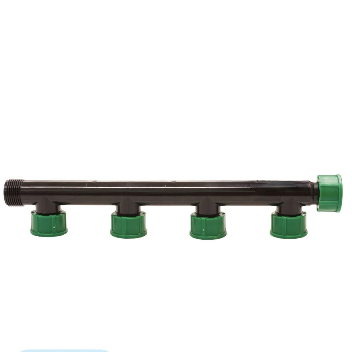 Colector de riego con 4 salidas laterales 1" | Montaje fácil y rápido para electroválvulas de riego| Rosca Hembra Giratoria | TE Colectora de jardín