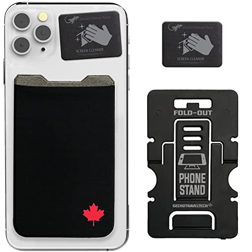 Phone Wallet - Cell Phone Stand - Adhesive Card Holder - Phone Pouch - Stick On Lycra Pocket By Gecko - Carry Credit Cards And Cash - Canada #TOP16